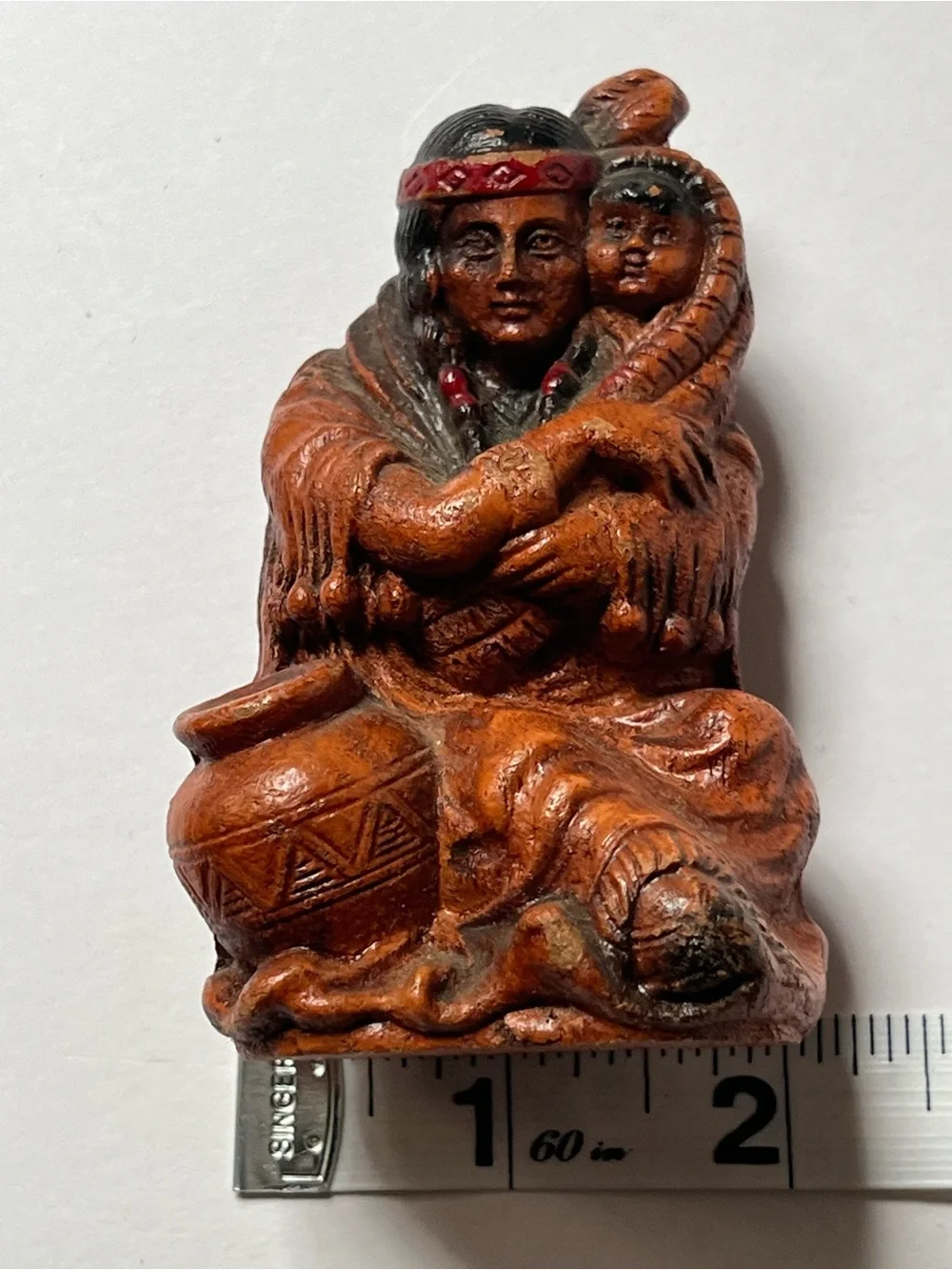 Hand-Painted native American Mother and Child resin souvenir figure